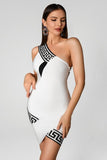 Zinney One Shoulder Bandage Dress - White