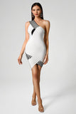 Zinney One Shoulder Bandage Dress - White