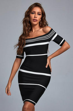 Vikiya Off Shoulder Midi Bandage Dress