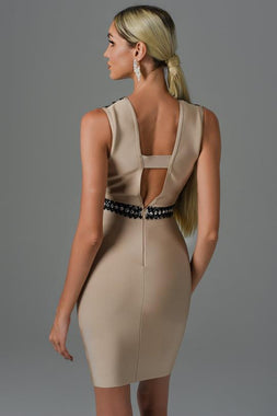 Tereza Diamond Mini Bandage Dress - Nude