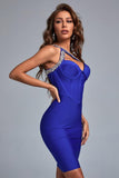 Hanny Crystal Bandage Dress - Blue
