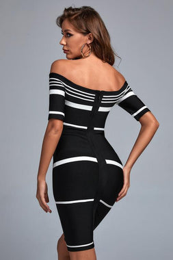 Vikiya Off Shoulder Midi Bandage Dress