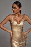 Maryam Metallic Gold Bandage Dress