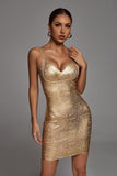 Maryam Metallic Gold Bandage Dress