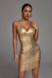 Maryam Metallic Gold Bandage Dress