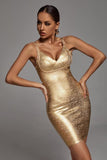 Maryam Metallic Gold Bandage Dress