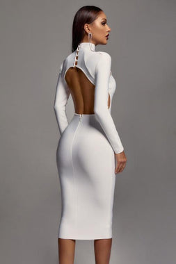 Quincy Cut Out Backless Bandage Dress - White